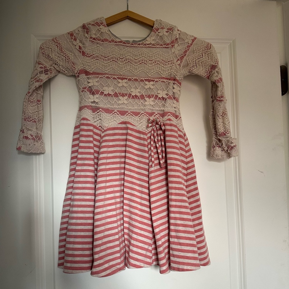 Girl’s Striped Pink and Cream Dress